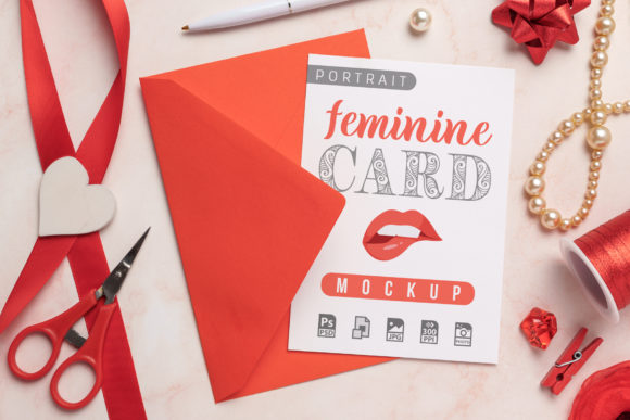 Download Feminine Card and Envelope Mockup - Mini Collection