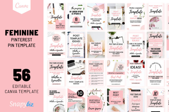 Download Feminine Canva Pinterest Template - Mini Collection