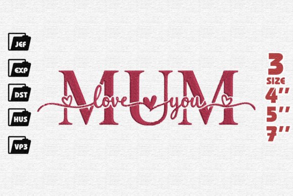 Download Love You Mum Embroidery - Mum embroidery Collection