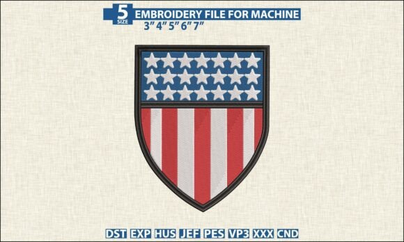 Download USA Flag Shield DST PES Embroidery File - Pes embroidery file Collection