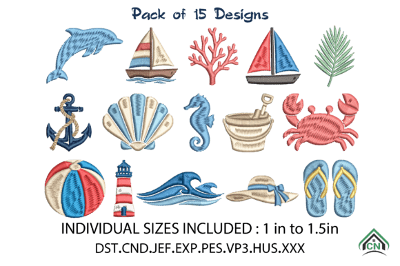 Download Mini Coastal Embroidery Design Bundle - Mini Collection
