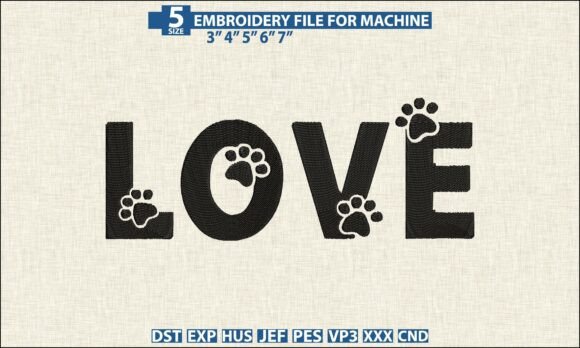 Download Love Paw Pattern DST PES Embroidery File - Pes embroidery file Collection
