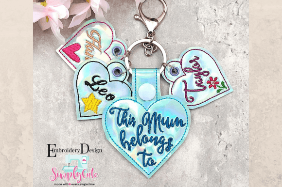 Download Personalize Mum Embroidery ITH Snap Tab - Mum embroidery Collection