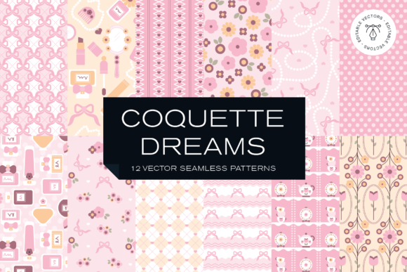 Download Coquette Feminine Floral Vector Patterns - Mini Collection